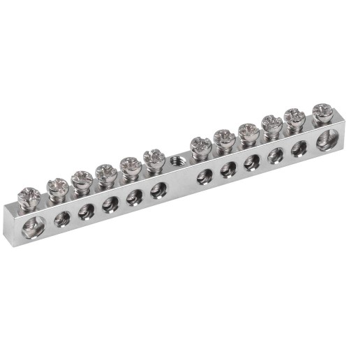 Шина PEN "земля-ноль" 6х9мм 12/1 с никелевым покрытием (12групп/крепеж по центру) IEK YNN10-12-100-N, купить в Минске по самой низкой цене