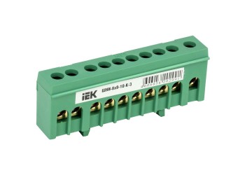 Шина PE "земля" в корпусном изоляторе на DIN-рейку ШНИ-6х9-10-К-З IEK YNN10-69-10KD-K06