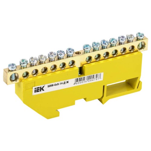 Шина PE "земля" на DIN-изол ШНИ-6х9-14-Д-Ж IEK YNN10-69-14D-K05, купить в Минске по самой низкой цене