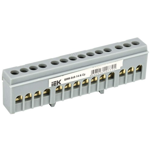 Шина L "фаза" в корпусном изоляторе на DIN-рейку ШНИ-6х9-14-К-Ср IEK YNN10-69-14KD-K02, купить в Минске по самой низкой цене