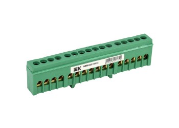 Шина PE "земля" в корпусном изоляторе на DIN-рейку ШНИ-6х9-16-К-З IEK YNN10-69-16KD-K06