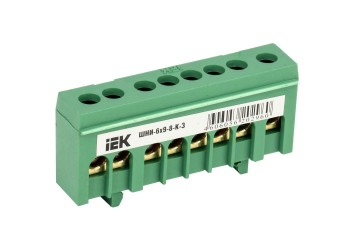 Шина PE "земля" в корпусном изоляторе на DIN-рейку ШНИ-6х9-8-К-З IEK YNN10-69-8KD-K06