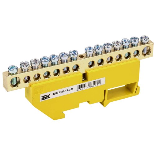 Шина PE "земля" на DIN-изол ШНИ-8х12-14-Д-Ж IEK YNN10-812-14D-K05, купить в Минске по самой низкой цене