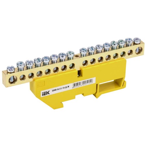 Шина PE "земля" на DIN-изол ШНИ-8х12-16-Д-Ж IEK YNN10-812-16D-K05, купить в Минске по самой низкой цене