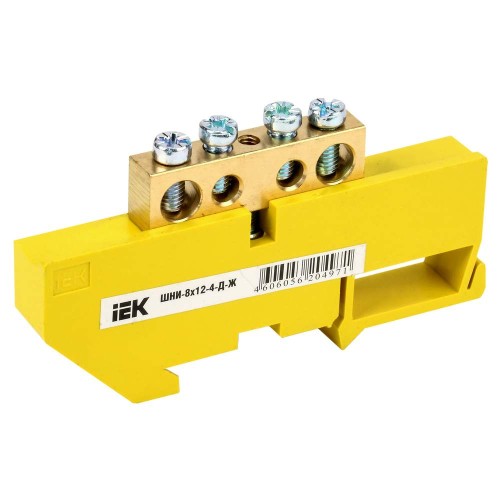 Шина PE "земля" на DIN-изол ШНИ-8х12-4-Д-Ж IEK YNN10-812-4D-K05, купить в Минске по самой низкой цене