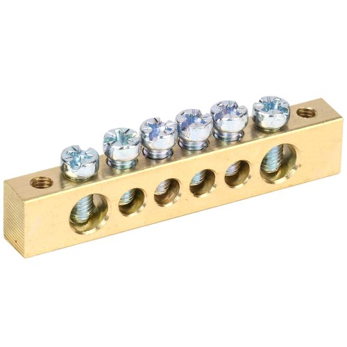 Шина PEN "земля-ноль" 8х12мм 6/2 (6групп/крепеж по краям) IEK YNN21-06-100, купить в Минске по самой низкой цене