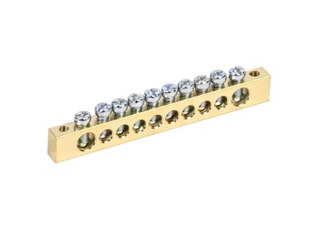 Шина PEN "земля-ноль" 8х12мм 10/2 (10групп/крепеж по краям) IEK YNN21-10-100