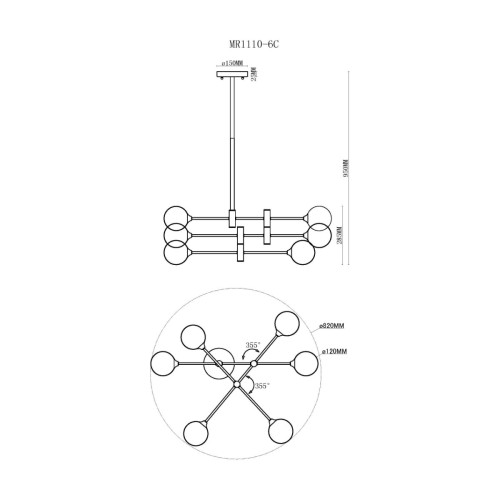 Потолочная люстра MyFar Rita MR1110-6C, купить в Минске по самой низкой цене