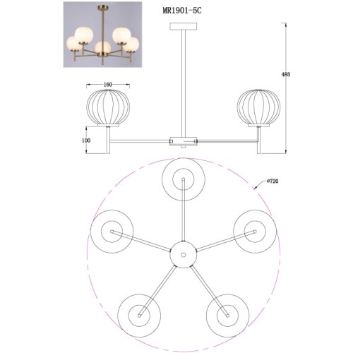 Потолочная люстра MyFar Eliza MR1901-5C, купить в Минске по самой низкой цене