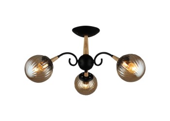 Потолочная люстра Reluce 04886-0.3-03 BK+WOOD