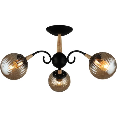 Потолочная люстра Reluce 04886-0.3-03 BK+WOOD, купить в Минске по самой низкой цене