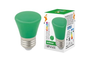 Лампа светодиодная Volpe E27 1W зеленая LED-D45-1W/GREEN/E27/FR/С BELL UL-00005640