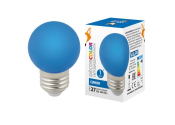 Лампа светодиодная Volpe E27 1W синяя LED-G45-1W/BLUE/E27/FR/С UL-00005647