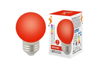 Лампа светодиодная Volpe E27 1W красная LED-G45-1W/RED/E27/FR/С UL-00005646