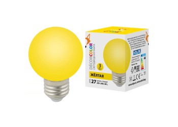 Лампа светодиодная Volpe E27 3W желтая LED-G60-3W/Yellow/E27/FR/С UL-00006961