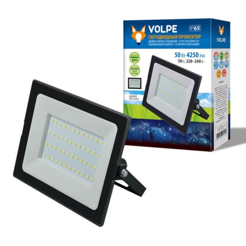 Прожектор светодиодный Volpe ULF-Q513 50W/6500K IP65 220-240В Black UL-00004342, купить в Минске по самой низкой цене