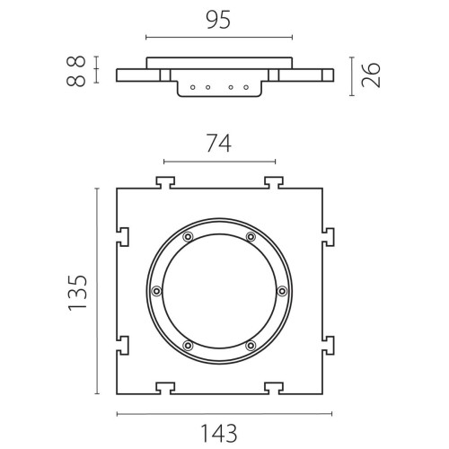 Рамка скрытого монтажа (суппорт д/натяжного потолка) д/встраиваемых светильников с наружным диаметром 80-90мм Anello Lightstar 012000, купить в Минске по самой низкой цене