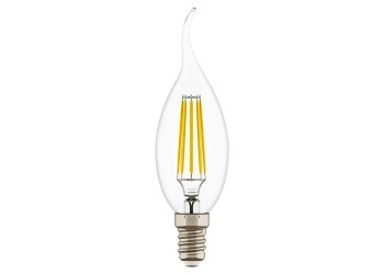 Лампа светодиодная филаментная Lightstar LED Filament Е14 6W 4000K свеча на ветру прозрачная 933604