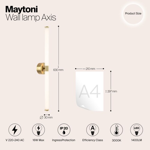 Подсветка для зеркал Maytoni Axis MOD106WL-L16G3K, купить в Минске по самой низкой цене