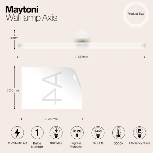Подсветка для зеркал Maytoni Axis MOD106WL-L16W3K, купить в Минске по самой низкой цене