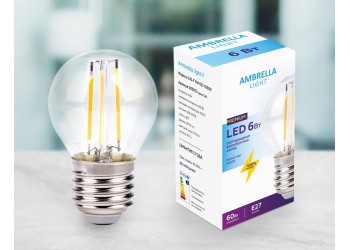 Лампа светодиодная филаментная Ambrella light E27 6W 4200K прозрачная 203915