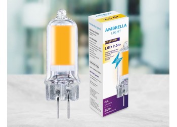 Лампа светодиодная филаментная Ambrella light G4 2,5W 3000K прозрачная 204501