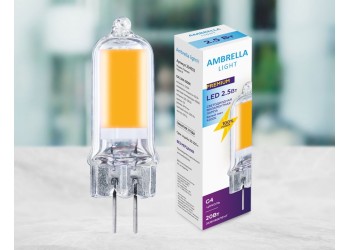 Лампа светодиодная филаментная Ambrella light G4 2,5W 4200K прозрачная 204502