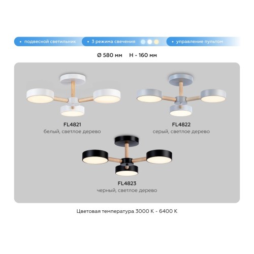 Потолочная светодиодная люстра Ambrella light Comfort LineTech FL4823, купить в Минске по самой низкой цене