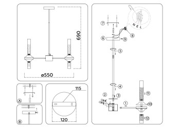 Подвесная люстра Ambrella Light High Light Modern LH55351