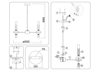 Подвесная люстра Ambrella Light High Light Modern LH55358