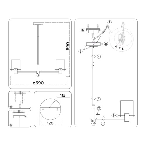 Подвесная люстра Ambrella Light High Light Modern LH57031, купить в Минске по самой низкой цене