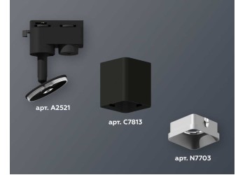 Комплект трекового светильника Ambrella light Track System XT7813002 SBK/SSL черный песок/серебро песок (A2521, C7813, N7703)
