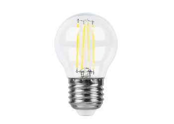 Лампа светодиодная филаментная Feron E27 7W 6400K прозрачная LB-52 38222