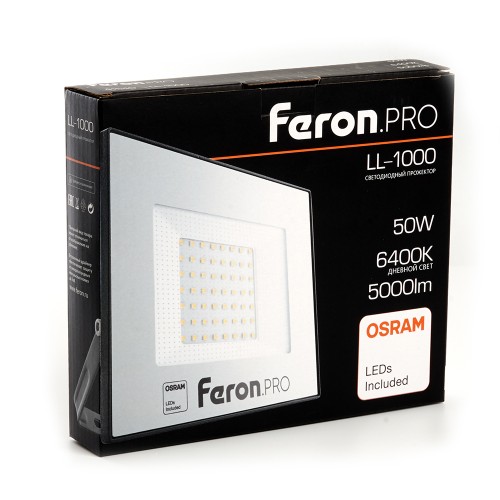 Светодиодный прожектор Feron LL-1000 50W 6400K 41540, купить в Минске по самой низкой цене