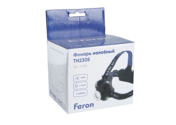 Налобный светодиодный фонарь Feron TH2305 аккумуляторный 80х75 300 лм 41709