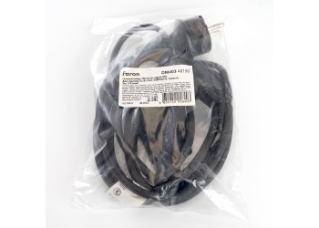 Сетевой шнур для гирлянд 3м, 2*0,5мм2, IP44, черный, DM403