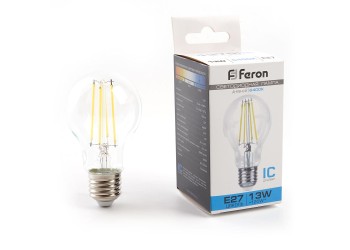 Лампа светодиодная филаментная Feron E27 13W 6400K прозрачная LB-613 48283