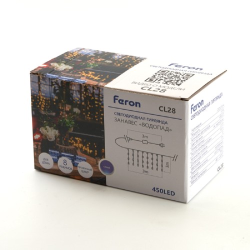 Светодиодная гирлянда Feron Занавес Водопад 230V синяя 8 режимов CL28 48606, купить в Минске по самой низкой цене