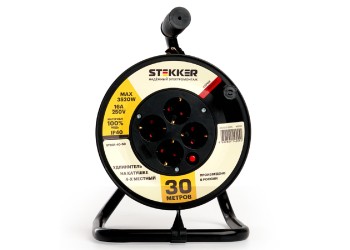 Удлинитель на катушке Feron Stekker Standart 4 гнезда с/з ПВСбм 3*1 30м STD01-40-30 49390