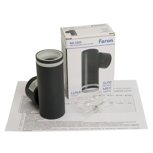 Светильник Feron ML1005 LUNA настенный под лампу GU10, черный 51375, купить в Минске по самой низкой цене