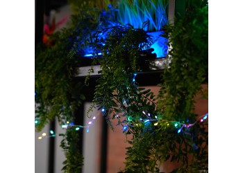 Светодиодная гирлянда Кластер (на проволоке) Feron CL584 линейная 12м  мультиколор, c питанием от сети 230V, прозрачный шнур 51449