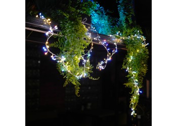 Светодиодная гирлянда Кластер (на проволоке) Feron CL584 линейная 12м  мультиколор, c питанием от сети 230V, прозрачный шнур 51449