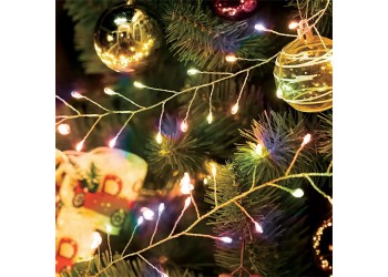 Светодиодная гирлянда Кластер (на проволоке) Feron CL584 линейная 12м  мультиколор, c питанием от сети 230V, прозрачный шнур 51449