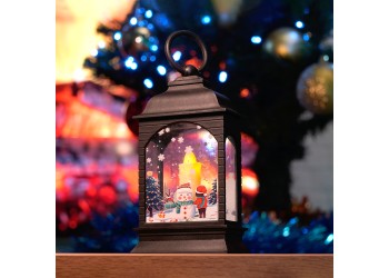 Световая фигура Свеча "Снеговик" 1LED (батарейки в компл), 12,5см, черный, LT128