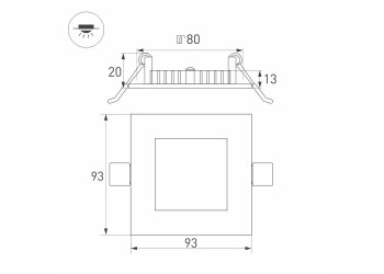 Встраиваемый светодиодный светильник Arlight DL-93x93M-5W Day White 020122