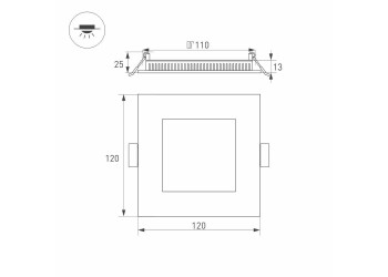 Встраиваемый светодиодный светильник Arlight DL-120x120M-9W Day White 020126