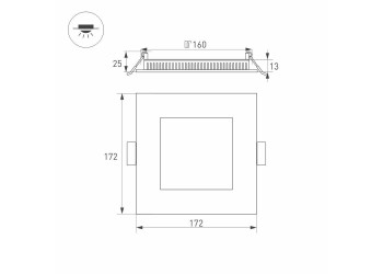 Встраиваемый светодиодный светильник Arlight DL-172x172M-15W Warm White 020133