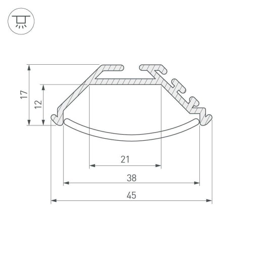 Профиль Arlight KLUS-P45-2000 ANOD 020898, купить в Минске по самой низкой цене