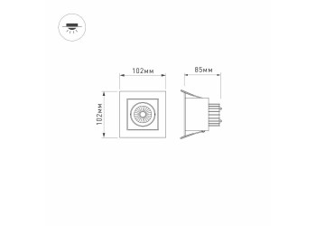 Встраиваемый светодиодный светильник Arlight CL-Kardan-S102x102-9W Warm 024126