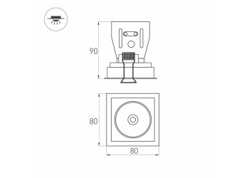 Встраиваемый светодиодный светильник Arlight CL-Simple-S80x80-9W Warm3000 028149